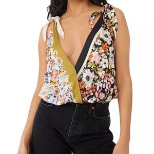 Free People Floral Tank Top with Tie Straps